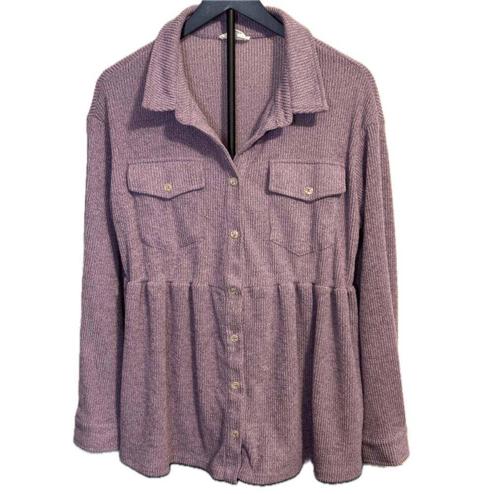 Andrée by Unit Corduroy Button-Up Shirt – Women's Medium – Lavender‎